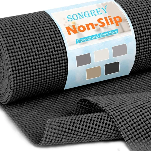Vista 11 de Songrey Forro no adhesivo para cajones y estantes, forros antideslizantes para gabinetes, protege el armario de la cocina, cajones de baño