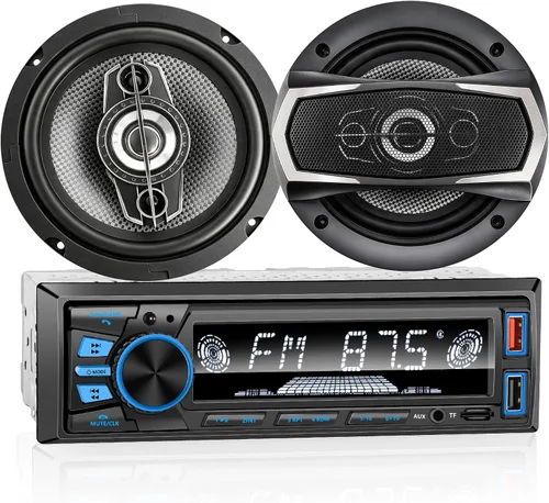 Vista 10 de REAKOSOUND Radio de coche solo DIN estéreo Bluetooth Digital Media Receptor Estéreo Bluetooth 50Wx4 Salida FM Radio para coche Negro