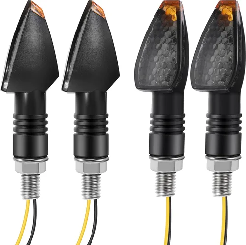 Vista 5 de Frienda 4 unids motocicleta señales de giro 14 LED 12v luces indicadores moto LED parpadeante brillante ámbar lámpara tallo flecha delantera luces