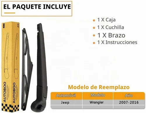Vista 8 de Reemplazo de la cuchilla del brazo del limpiaparabrisas trasero para Jeep Wrangler JK 2007-2017