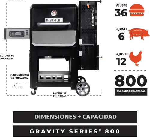 Vista 10 de Masterbuilt Gravity Series 800 Parrilla ahumadora - Parrilla de carbón más inserto de plancha, control digital, conectividad de aplicaciones, 800