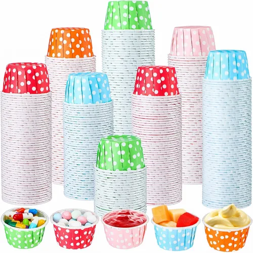 Vista 8 de Nuogo 500 vasos desechables de 1.5 onzas para soufflé, mini vasos de papel para muestra de condimentos pequeños para salsa de tomate, sacramento