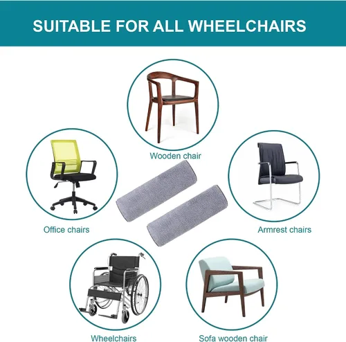 Vista 7 de 2 piezas de fundas para reposabrazos de silla de ruedas - Tiras autoadhesivas ensanchadas cómodas y protectoras para sillas de ruedas, sillas