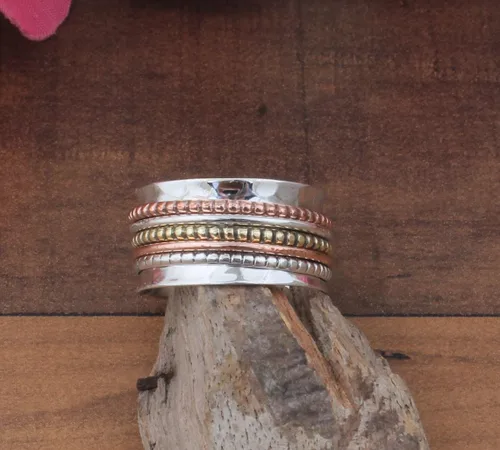 Vista 62 de Boho Spinner Ring, Mothers Day Gift, Silver 925 Women Ring, Sterling Silver 925 Ring, Fidget Spinner Ring,Women Silver Anxiety Ring