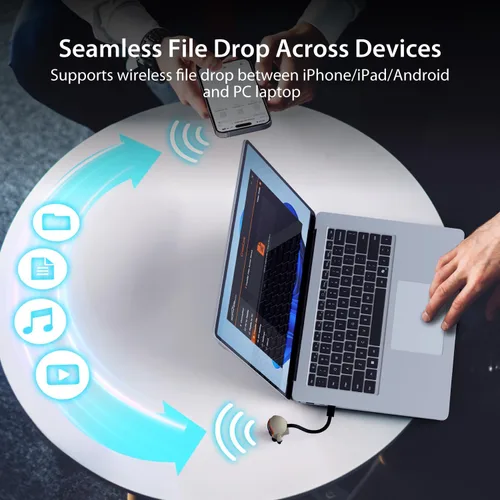 Vista 4 de j5create AeroDrop CrossLink Wireless Dongle - Compartir archivos instantáneos, fotos, teclado, mouse y pantalla entre iPhone/iPad/Android