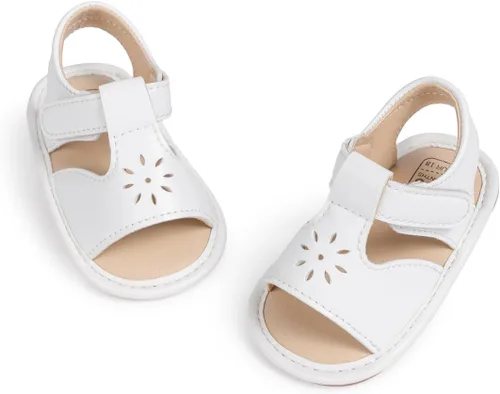 Vista 181 de Meckior Sandalias de verano con punta abierta y suave de piel sintética para bebés y niñas pequeñas