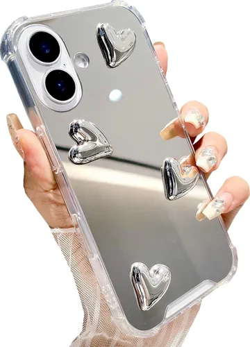 Vista 13 de Funda para iPhone 11, flexible, lindo corazón, silicona suave, transparente, espejo de maquillaje para mujeres y niñas, a prueba de golpes