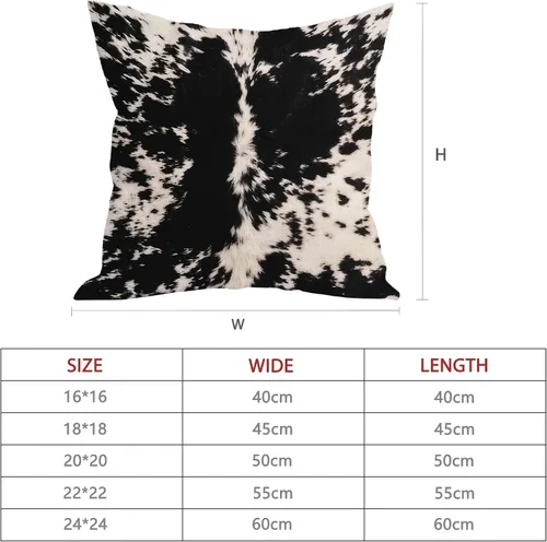 Vista 6 de Fundas de almohada con estampado de piel de vaca de 18 x 18 pulgadas, blanco y negro con manchas de vaca, fundas de almohada cuadradas decorativas