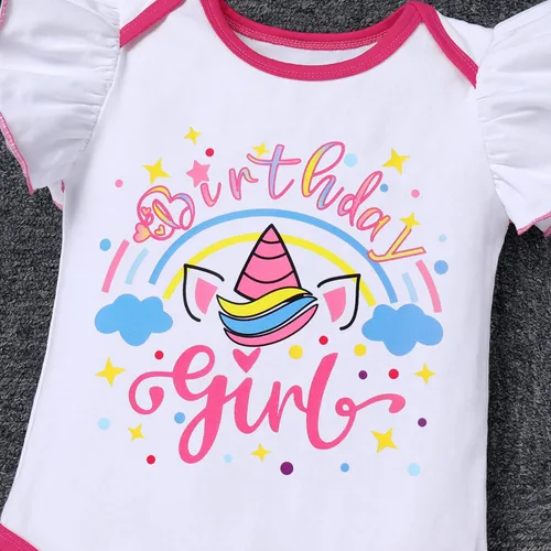 Vista 5 de IBTOM CASTLE Conjunto de falda de unicornio para bebé niña 1er 2do 3er cumpleaños, tutú arco iris, pastel de princesa, mameluco con diadema
