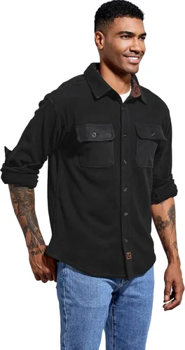 Vista 2 de Leidowei Camisa de forro polar pesado de manga larga suave y cálida para hombre