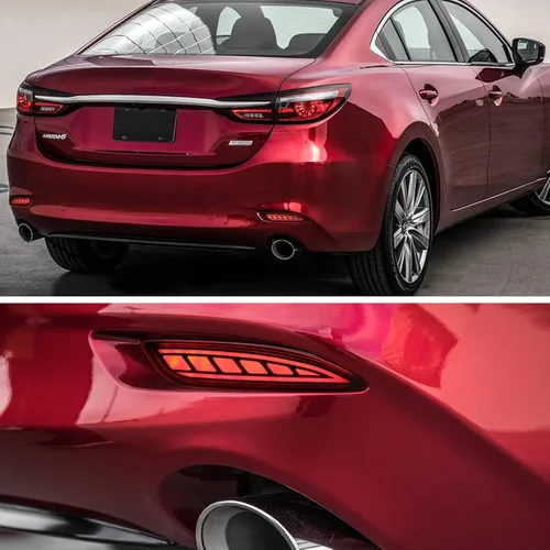 Vista 4 de Conjunto de Luz Antiniebla LED de Lente Roja para Parachoques Trasero Compatible con Mazda 6 2018-2021 cx5 cx-5 2022 Funciona como Lámpara