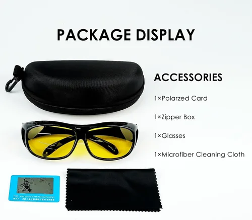 Vista 7 de Lentes de conducción nocturna para hombres y mujeres, lentes polarizados antirreflejos, lentes de visión nocturna polarizados envolventes, lentes