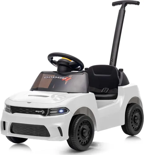 Vista 11 de Dodge Ride on Push Car con licencia para niños pequeños de 1 a 3 años con mango y música Rosa