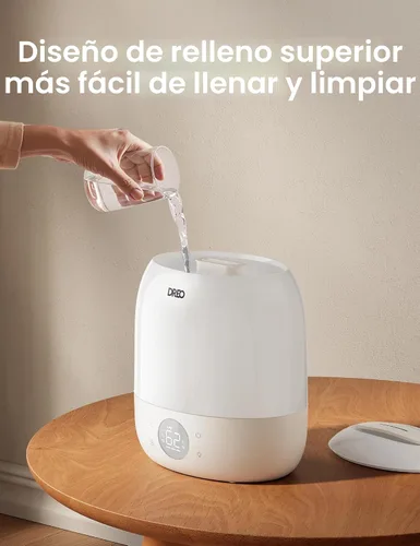 Vista 6 de DREO Humidificadores para dormitorio, tiempo de funcionamiento máximo de 30 horas, luz nocturna RGB y entrenador de sueño, humidificador de niebla