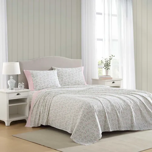 Vista 26 de Laura Ashley - Juego de sábanas individual, ropa de cama de percal de algodón fresca y suave con bolsillos profundos, ligera para comodidad durante