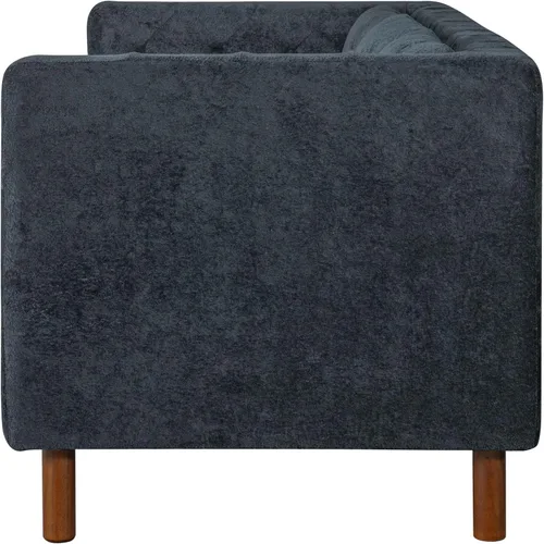 Vista 5 de French Country - Sofá de felpilla de 78 pulgadas con patas de madera de 78" 3 plazas azul