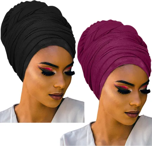 Vista 27 de Ankara - Diadema suave con estampado africano para la cabeza, bufanda para el cabello largo, turbante, corbata, punto africano, envolturas