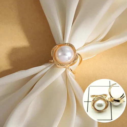 Vista 65 de 4 piezas de clip de anillo de bufanda para mujer, broche de perlas y flores, hebilla de metal para chal, accesorios de decoración para damas y niñas