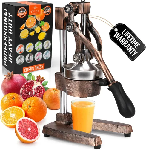 Vista 22 de Zulay Kitchen Puplerizer Exprimidor de hierro fundido 9 en 1, exprimidor manual de servicio pesado fácil de limpiar con accesorio prensatelas