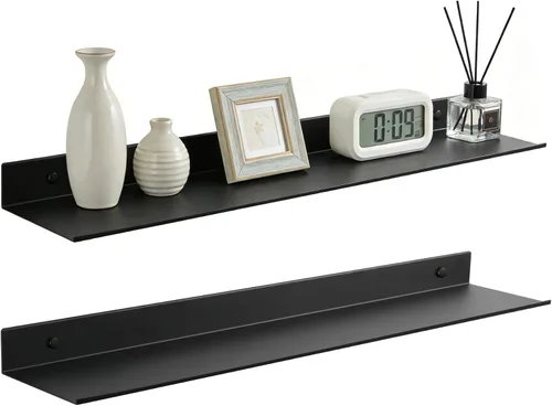 Vista 21 de Z metnal Estantes flotantes pequeños, mini estante de metal para pared, aluminio, montado en la pared y sin taladro, negro, 4.7 pulgadas, paquete