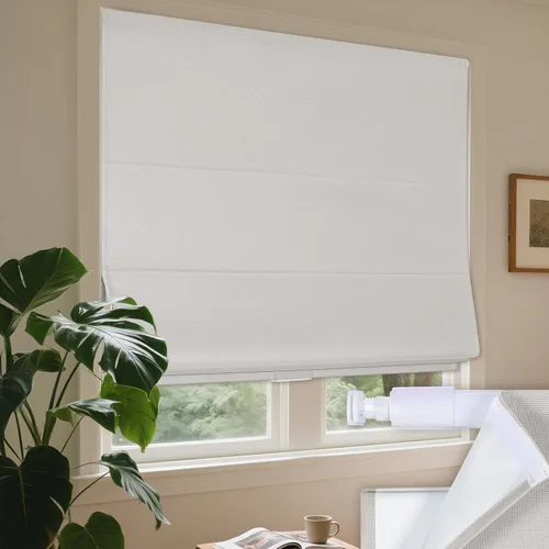 Vista 10 de Grandekor - Persianas romanas inalámbricas sin perforación para ventanas, persianas opacas de tela para ventanas interiores, protección UV