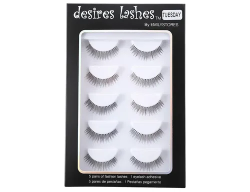 Vista 8 de DESIRES LASHES - Paquete múltiple de pestañas postizas Demi Wispies, 5 pares por kit, lunes 01