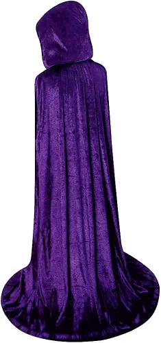 Vista 2 de Unisex Full Length Hooded Robe Cloak Long Velvet Cape Cosplay Costume