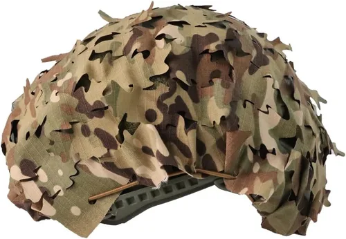 Vista 6 de Funda táctica para casco de malla transpirable, camuflaje camuflaje para casco táctico militar, combate, casco rápido