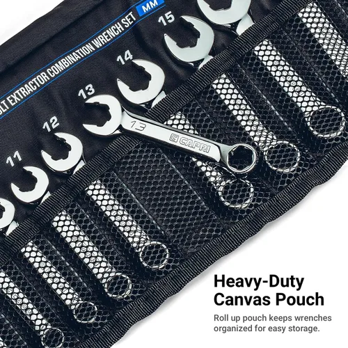 Vista 6 de Capri Tools XT90 WaveDrive Pro Juego de llaves combinadas para pernos regulares y redondeados (8 piezas SAE (Stubby) / bolsa enrollable)