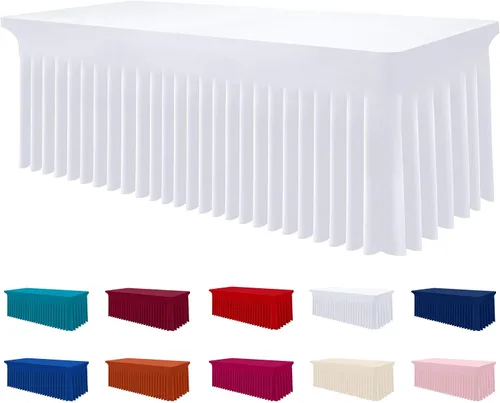 Vista 41 de Smiry Mantel de Spandex, Mantel Elástico Ajustable Extensible para Mesas Rectangulares de 6 Pies, Falda Cubierta de Mesa Impermeable y Lavable