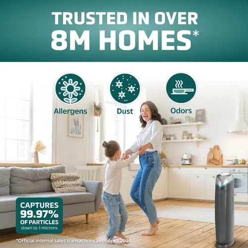 Vista 2 de GermGuardian Purificador de aire HEPA 3 en 1 para el hogar, habitaciones grandes de hasta 915 pies cuadrados con filtro de aire HEPA, luz UV-C