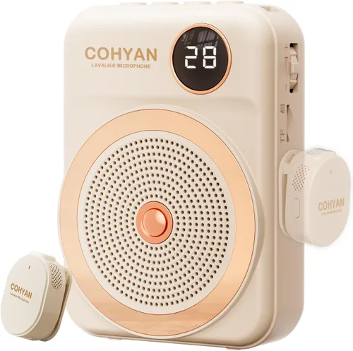 Vista 7 de Amplificador de voz para profesores con micrófono inalámbrico de solapa Lavalier, micrófono Bluetooth portátil y altavoz, megáfono de bocina