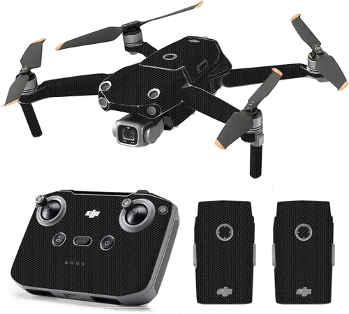 Vista 21 de SopiGuard Skin for DJI Mavic Air 2s Juego completo de calcomanías de vinilo de precisión + controlador + 3 fundas de batería (3M negro carbón)