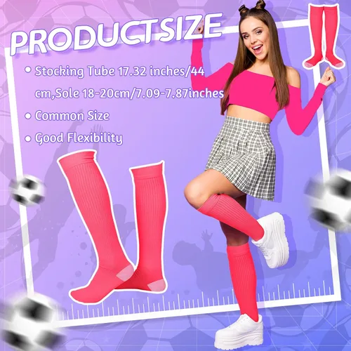 Vista 2 de Toulite Juego de 6 calcetines de fútbol y sóftbol para jóvenes, calcetines deportivos de béisbol, calcetines de tubo unisex para hombres y mujeres