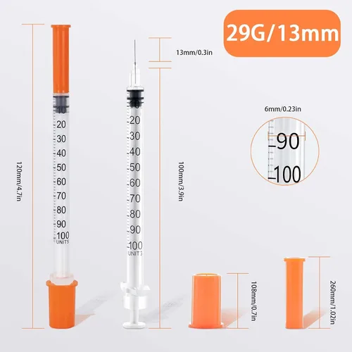 Vista 2 de Jeringas de 1 ml con aguja de 29G de 1/2" (13 mm), envueltas individualmente, paquete de 30 (1CC 29G 1/2"-30PACK)