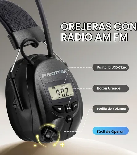 Vista 4 de AM FM Radio Hearing Protection Earmuff, Bluetooth 5.4, 30SNR