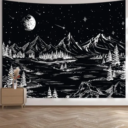 Vista 10 de Apdidl Tapiz de bosque para dormitorio, tapices de pared de hadas verdes Tapiz A-Forest