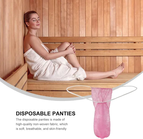 Vista 4 de Healifty 100pcs Rosa Mujeres Bragas Desechables T Espalda Bragas Tanga Sauna Briefs Spa Ropa