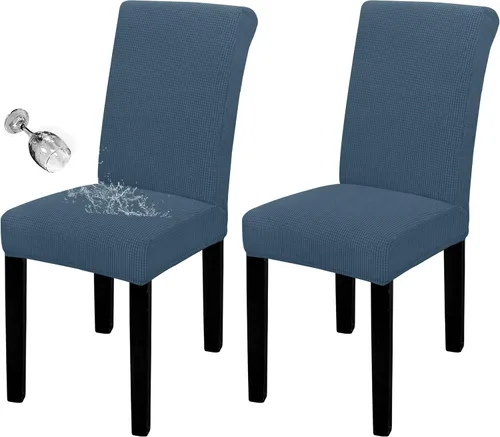 Vista 55 de Easy-Going - Juego de 2 fundas para sillas de comedor 100% impermeables, de tela Jacquard elástica, fundas protectoras removibles y lavables