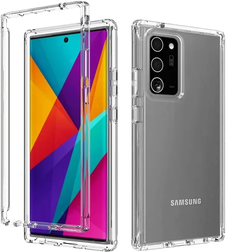 Vista 6 de Funda para Galaxy Note 20 Ultra 5G SM-N986U con protector de pantalla de vidrio templado, carcasa protectora de cuerpo completo transparente