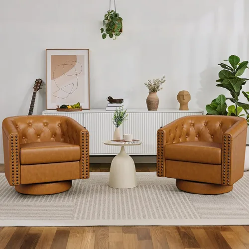 Vista 11 de Silla giratoria decorativa, moderna tapizada con brazo curvado, tela de terciopelo, cómoda silla de lectura con base de madera maciza para sala