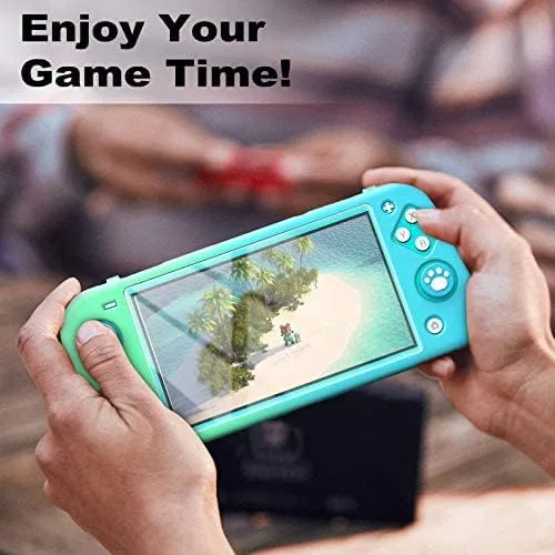 Vista 3 de MoKo Funda protectora compatible con Nintendo Switch Lite, funda protectora de PC con 4 tapas de agarre para el pulgar y 2 protectores de pantalla