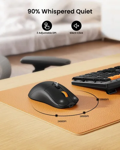 Vista 7 de ProtoArc KM310 Teclado mecánico y ratón, teclado inalámbrico recargable de aluminio, 2.4G+Bluetooth dual, interruptores rojos lineales Negro