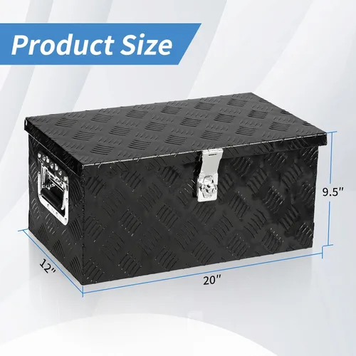 Vista 2 de Caja de herramientas de aluminio para caja de camión de 20 pulgadas con asas laterales, cerradura Heavy Duty Waterproof Trailer Storage Organizer
