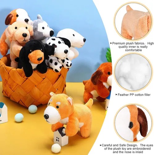 Vista 3 de Sumind 8 piezas de perros de Navidad de peluche, surtido a granel de lindos perritos de peluche de 5 pulgadas, pequeño animal para Navidad