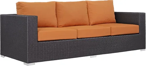 Vista 7 de Modway Sofá de mimbre para patio al aire libre Convene en color beige espresso