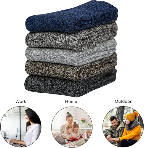 Vista 4 de YSense 5 Pairs Womens Wool Socks Thick Knit Warm Winter Socks Cozy Comfy Socks Gifts for Women