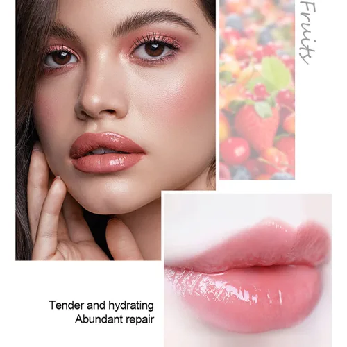 Vista 3 de Juego de 4 brillos de labios enrollables de fruta, brillo de labios transparente, gel de labios líquido, aceite de labios hidratante, no pegajoso
