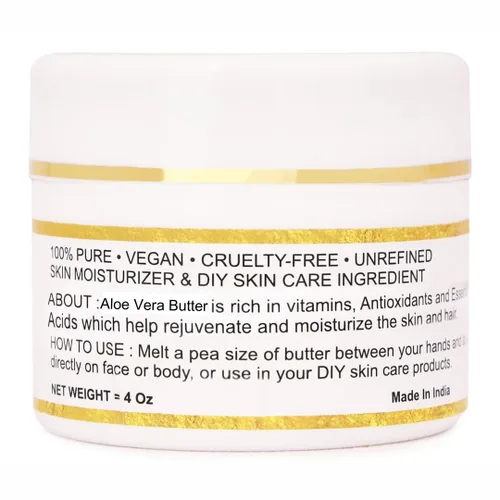 Vista 2 de Manteca de aloe vera orgánica cruda 100% pura, natural y sin refinar Hidratante para la piel para rostro, cuerpo y cabello 4 OZ/115 GM Marfil