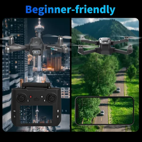 Vista 9 de Drones con cámara para adultos 4K, dron GPS con controlador de pantalla LCD de 4.5" Seguimiento automático de seguimiento 5G de largo alcance